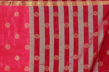 Multicolor woven cotton silk saree with blouse 5