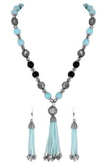 Stylish Silver Plated Matinee Style Necklace Set For Women