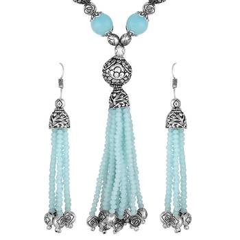 Stylish Silver Plated Matinee Style Necklace Set For Women 2