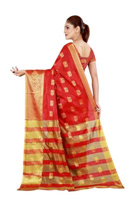 Multicolor woven cotton silk saree with blouse 2