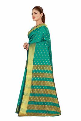 Multicolor woven cotton silk saree with blouse 3