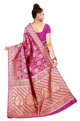 Multicolor woven cotton silk saree with blouse 2