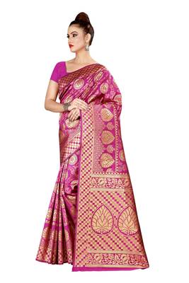 Multicolor woven cotton silk saree with blouse 3