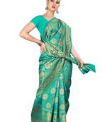 Multicolor woven cotton silk saree with blouse