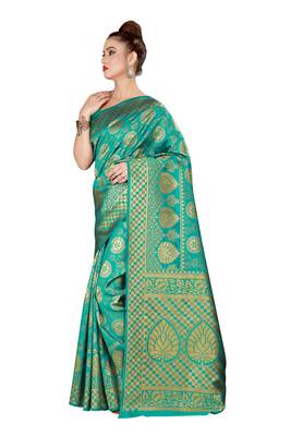 Multicolor woven cotton silk saree with blouse 3