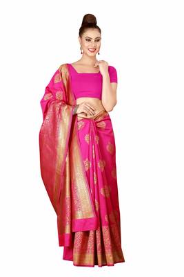 Multicolor woven cotton silk saree with blouse 1