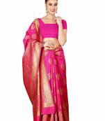 Multicolor woven cotton silk saree with blouse