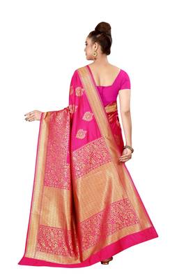 Multicolor woven cotton silk saree with blouse 2