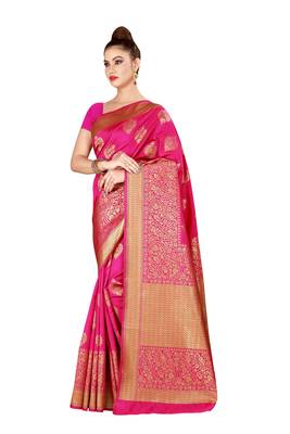 Multicolor woven cotton silk saree with blouse 3