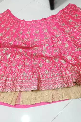 Meghalya Art Silk Thread Embroidered Hot Pink Bridal Lehenga Choli