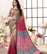 Multicolor printed silk saree with blouse
