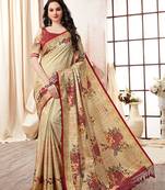Multicolor printed silk saree with blouse