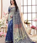 Multicolor printed silk saree with blouse