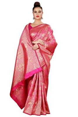 Multicolor woven cotton silk saree with blouse 1