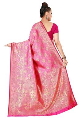 Multicolor woven cotton silk saree with blouse 2