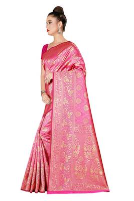 Multicolor woven cotton silk saree with blouse 3