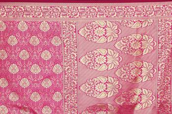 Multicolor woven cotton silk saree with blouse 5