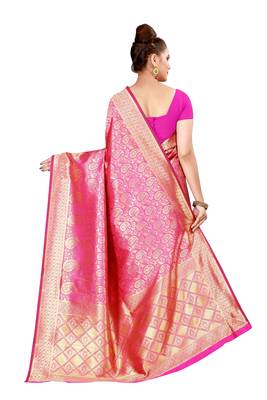 Multicolor woven cotton silk saree with blouse 2