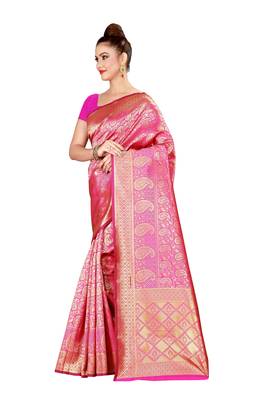 Multicolor woven cotton silk saree with blouse 3