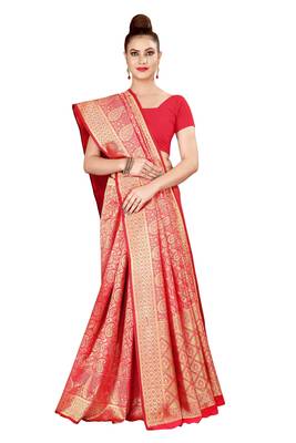 Multicolor woven cotton silk saree with blouse 1