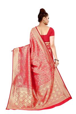 Multicolor woven cotton silk saree with blouse 2