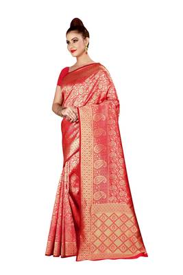 Multicolor woven cotton silk saree with blouse 3