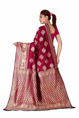 Multicolor woven cotton silk saree with blouse 2