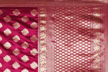 Multicolor woven cotton silk saree with blouse 5