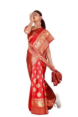 Multicolor woven cotton silk saree with blouse 1
