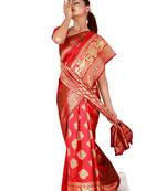 Multicolor woven cotton silk saree with blouse