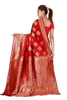 Multicolor woven cotton silk saree with blouse 2