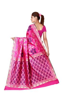 Multicolor woven cotton silk saree with blouse 2