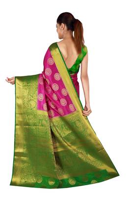 Multicolor woven cotton silk saree with blouse 2