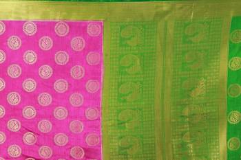 Multicolor woven cotton silk saree with blouse 5