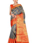Multicolor woven cotton silk saree with blouse