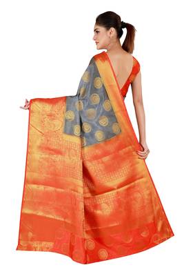 Multicolor woven cotton silk saree with blouse 2