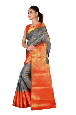 Multicolor woven cotton silk saree with blouse 3