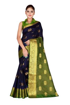 Multicolor woven cotton silk saree with blouse 1