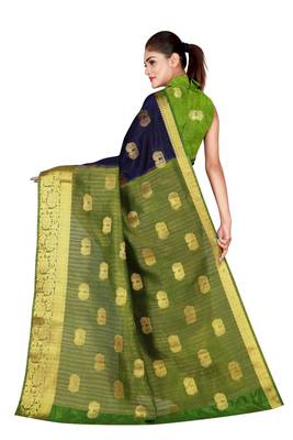 Multicolor woven cotton silk saree with blouse 2