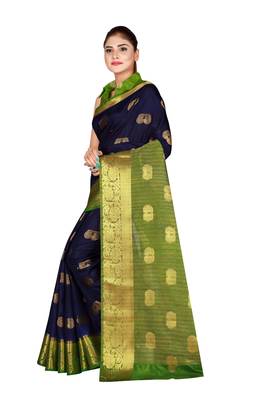 Multicolor woven cotton silk saree with blouse 3