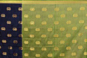 Multicolor woven cotton silk saree with blouse 4