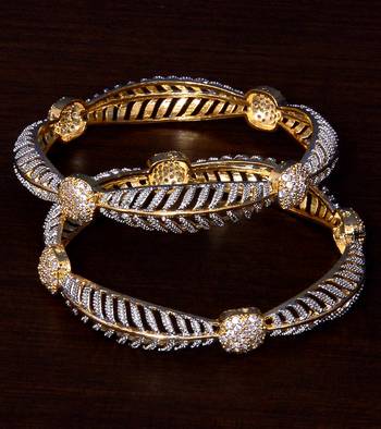 Gold Plated CZ Stone Embellished Designer Bangles BD397 1
