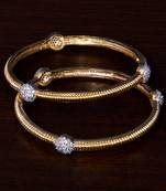 Gold Plated CZ Stone Embellished Designer Bangles BD398