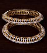 Gold and Rhodium Plated CZ Stone Embellished Designer Bangles BD399
