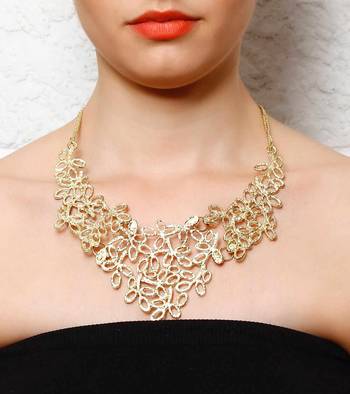 Gold Stencil Leaves Collar Necklace 1