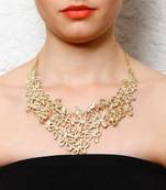 Gold Stencil Leaves Collar Necklace