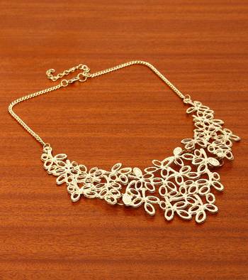 Gold Stencil Leaves Collar Necklace 2