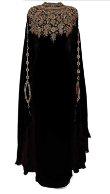Black Embroidered Georgette Islamic Kaftans 6