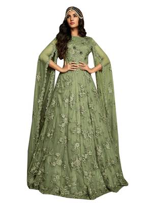 Green Embroidered Net Salwar 1