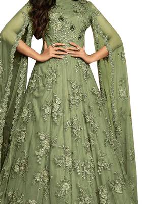 Green Embroidered Net Salwar 2